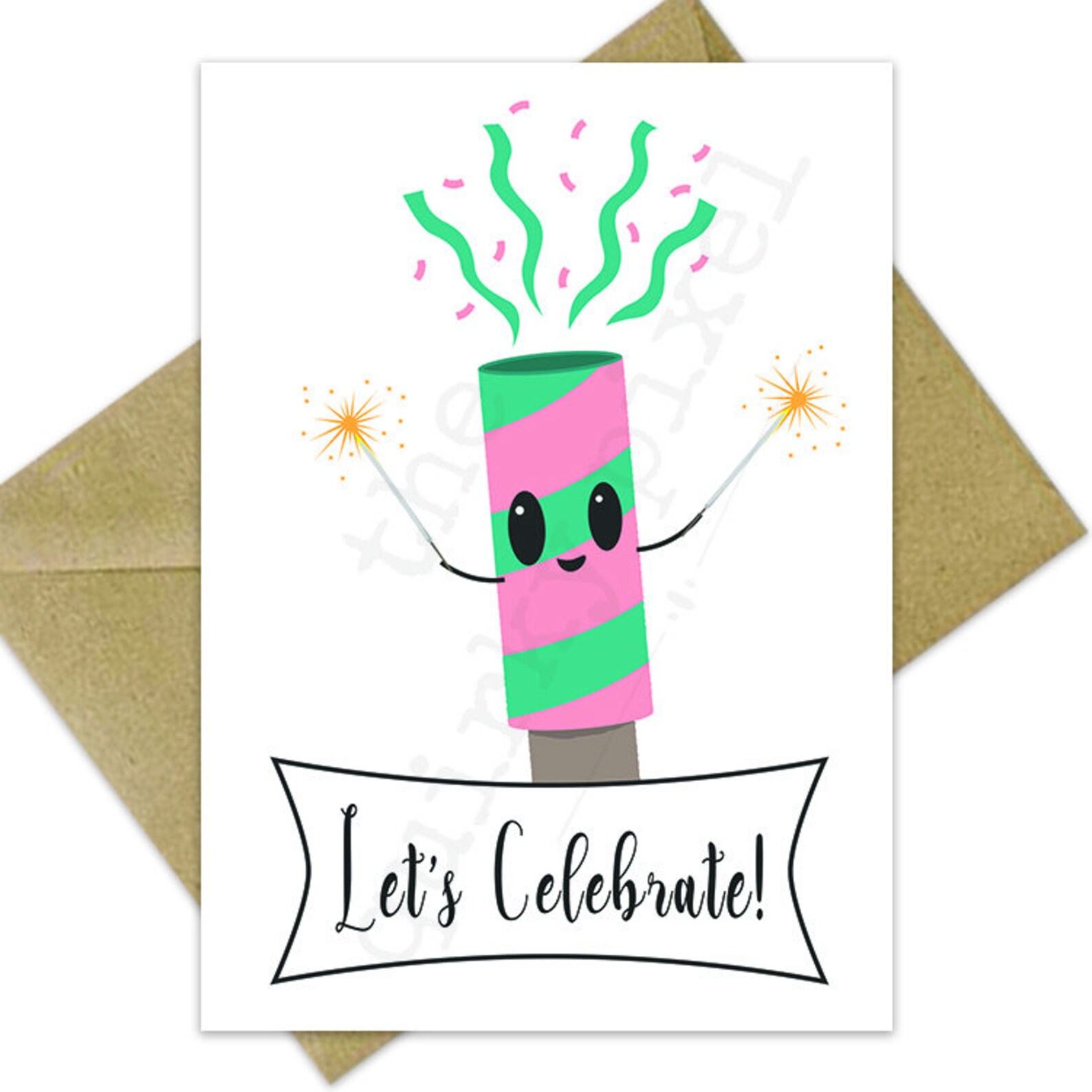 Kawaii Party Favor Card/ Cute Bday Card/ Cute New Years Card/ Etsy