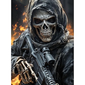 Tactical Skeleton with AR-15 | Digital Download | Skeleton Warrior Art | Instant PNG & PDF