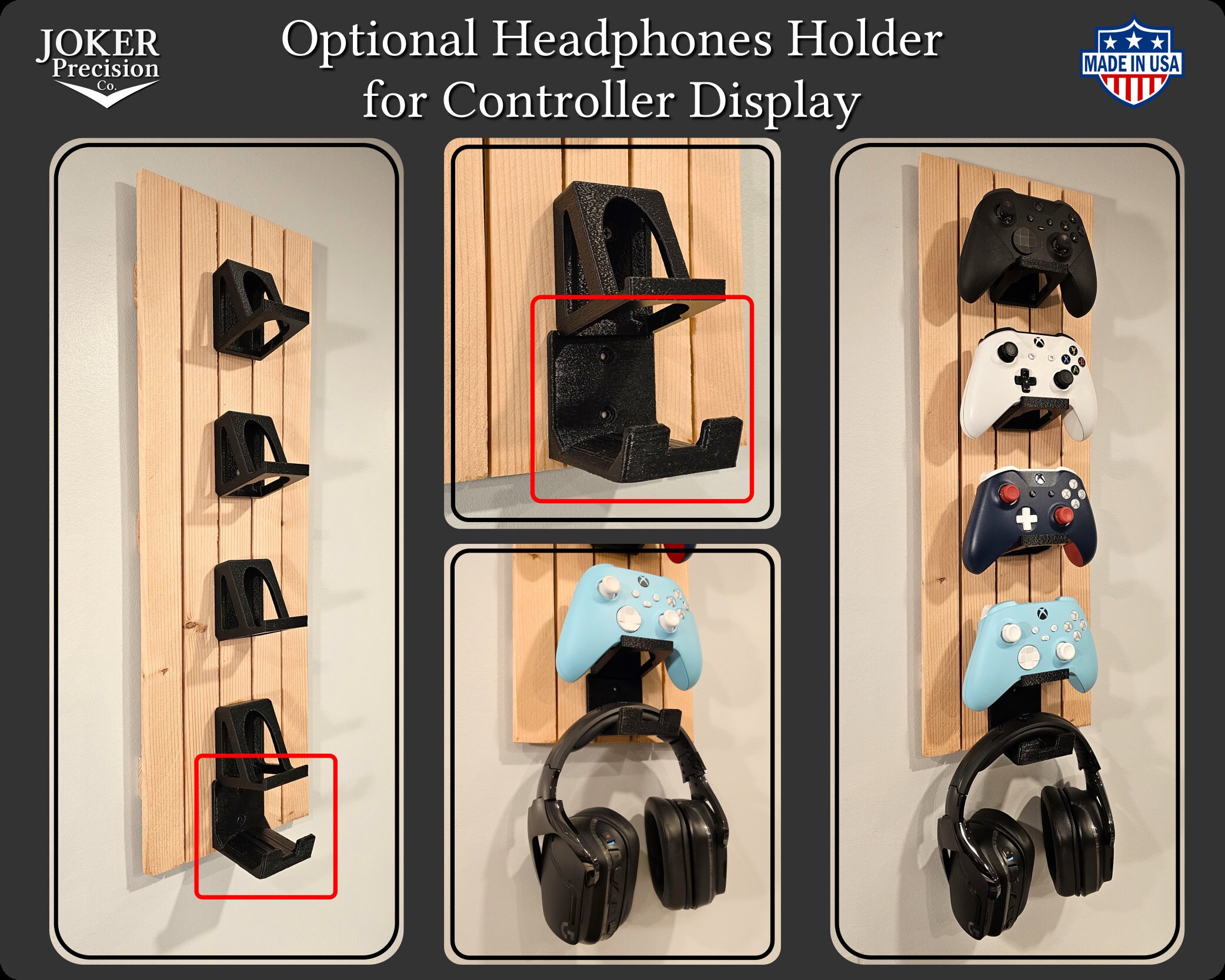 Rustic Video Game Controller Display Holder Organizer Mounted on