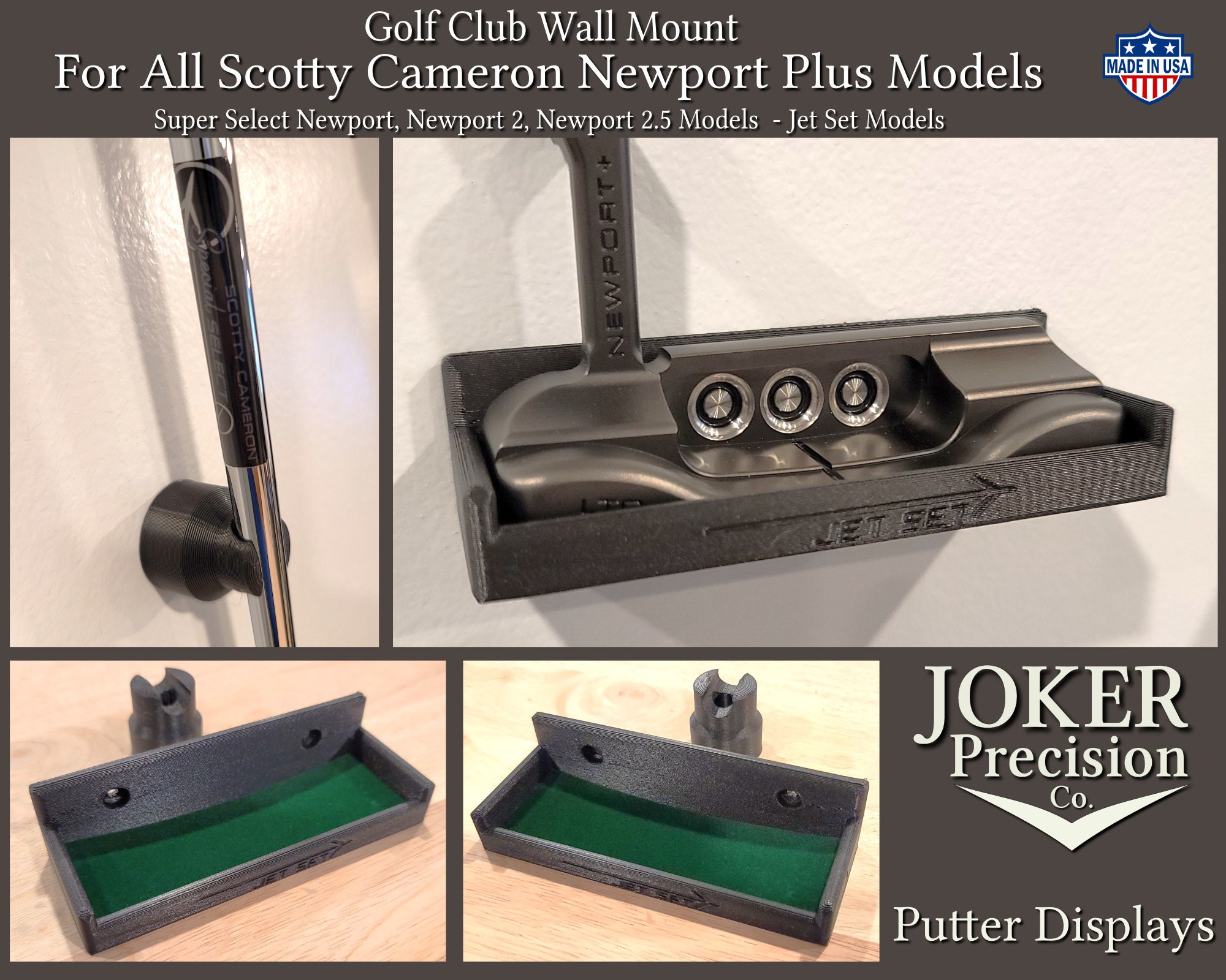 Fits Scotty Cameron Super Select Newport PLUS Putters Wall Mount 