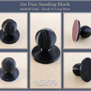 3in Round Sanding Block - Baseball Grip - For 3in Hook and Loop Sanding Disc