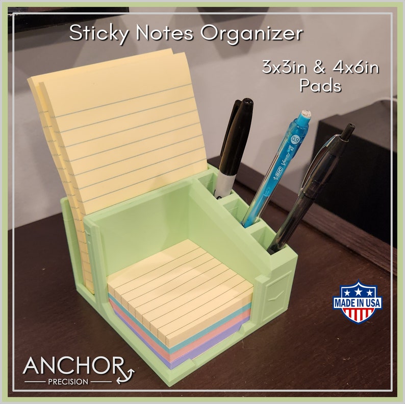 Sticky Note Compartment Sticky Note Organizer for 3x3 and 4x4 Note Pads With Pen Holder - Etsy