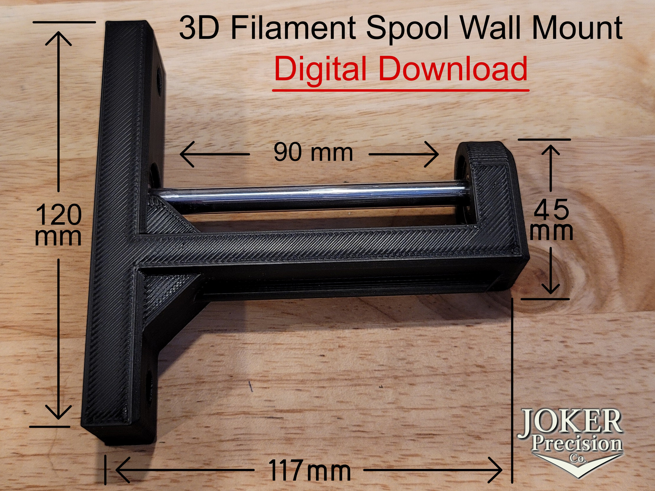 Wall Filament Spool Holder 3D model 3D printable