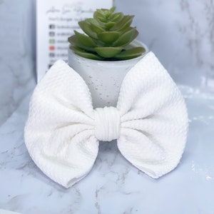 White Liverpool fabric bow - white bow - bullet fabric bows - big messy bow - fabric bow - White Hair BowChristmas gift ideas