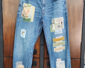 jeansy damskie vintage z recyklingu rozmiar 36, rozmiar 34