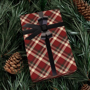 Wrapping Paper Dark Red Plaid Christmas Wrapping Paper Roll Gift Wrap Xmas Special Occasion Burgundy Plaid Gift Wrap Holiday Gift Wrap