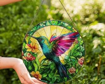 Hummingbird Stained Glass Suncatcher Window Hangings For Bird Lovers Window Decor Gift For Her Birds Suncatcher Hummingbird Decor Gift
