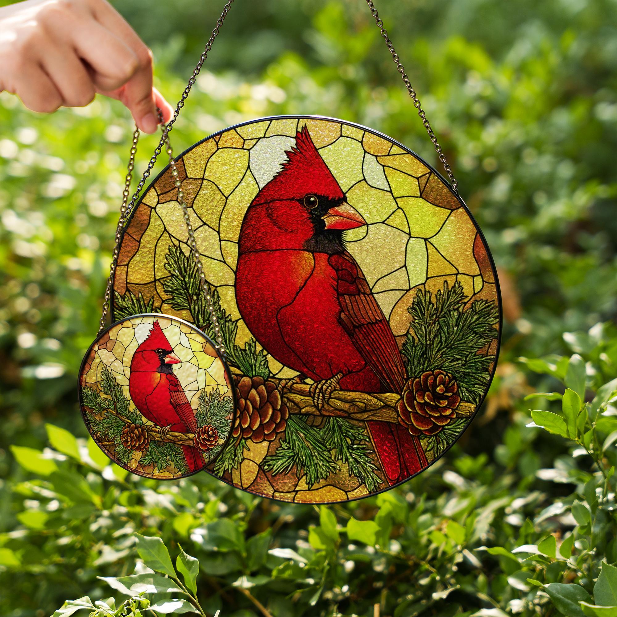 Stained Glass Cardinal Suncatcher