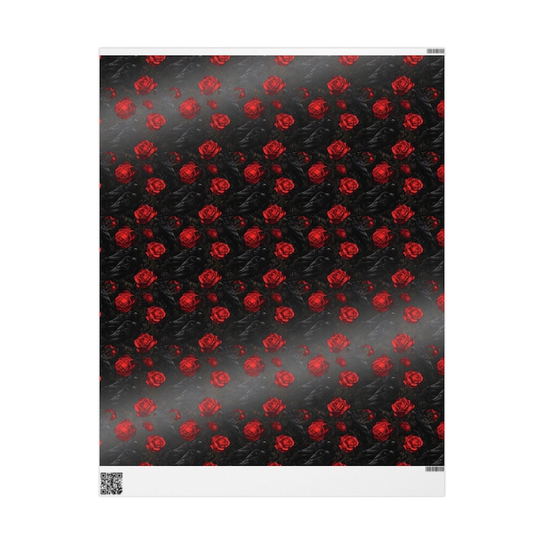 Wrapping Paper Black Crows and Red Roses Gothic Gift Wrap Anniversary Valentines Love Themed Papers Moody Gift Wrap Dark Special Occasion image 8
