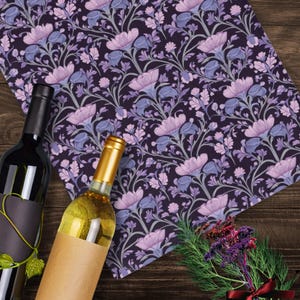 Purple Violets Hand Towel, Art Nouveau Design, February Birth Flower Gift, Decorative Bathroom Towel, Purple Kitchen Towel, Gift For Her