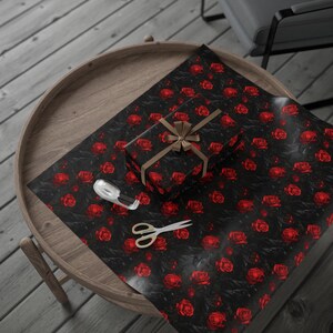 Wrapping Paper Black Crows and Red Roses Gothic Gift Wrap Anniversary Valentines Love Themed Papers Moody Gift Wrap Dark Special Occasion image 6