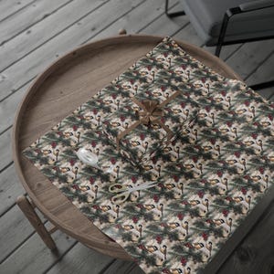 Christmas Bird Chickadee Rustic Christmas Wrapping Paper, Vintage Winter Holiday Gift Wrap Roll, Xmas Gift Wrap Seasonal Farmhouse Gift Wrap image 6