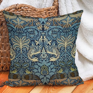 William Morris Peacock and Dragon Throw Pillow Covering Morris Floral Art Home Decor Sofa Decorative Pillow Bohemian Living Room Decor
