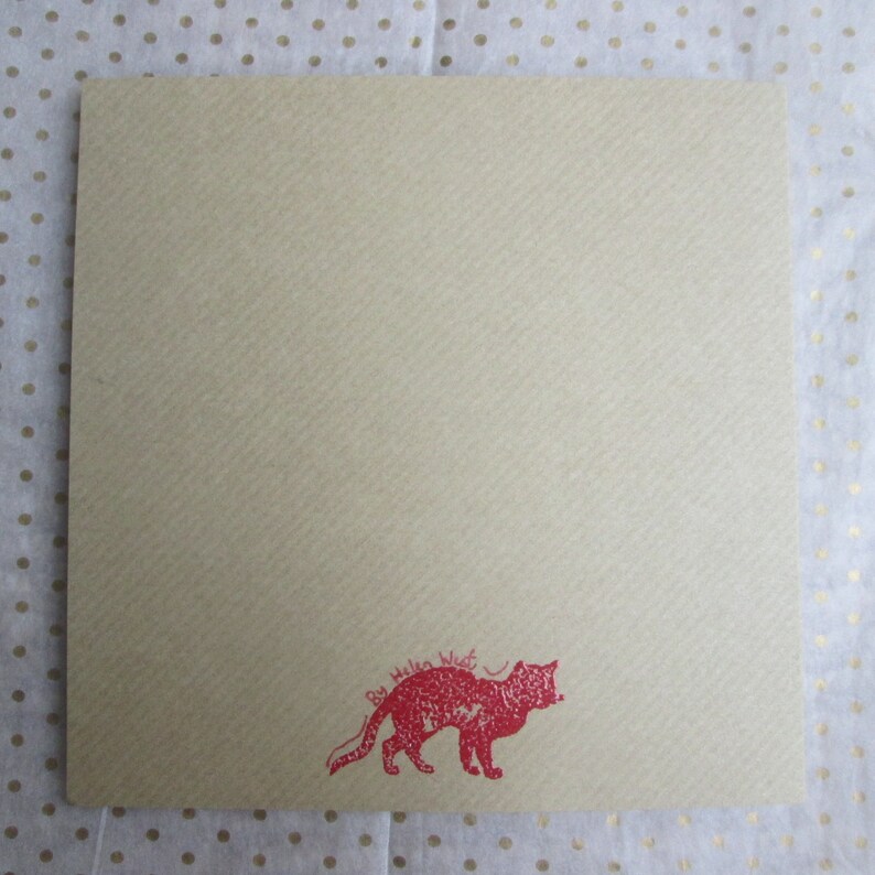 Handmade Brown and Red Square Greetings Card with a Vintage Car Postage Stamp