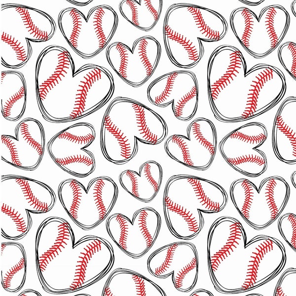 baseball hearts white patterned vinyl