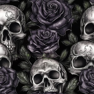 Vinyle noir à motif têtes de mort