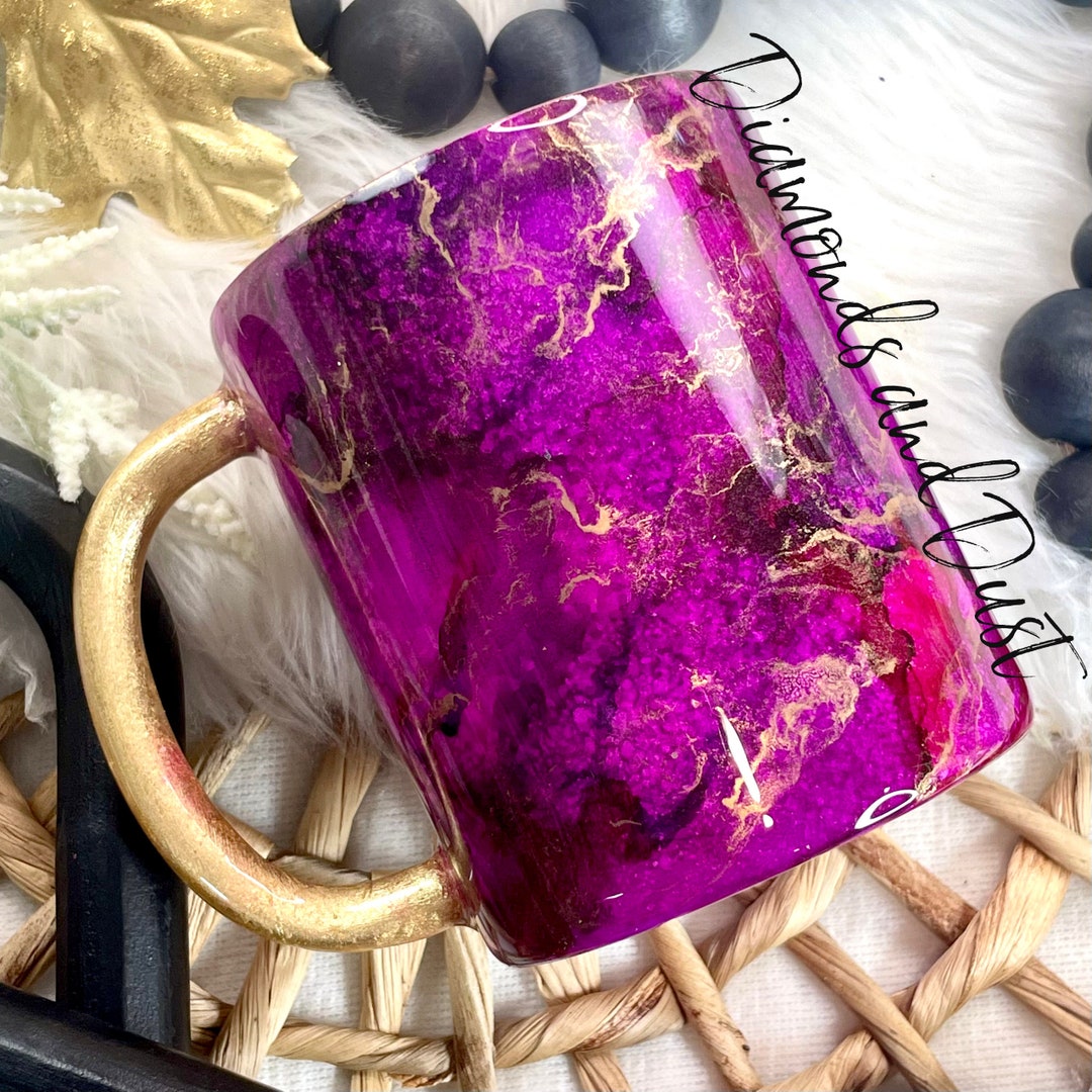 12 Oz Pink Marble Mug Stainless Steel Tumbler Etsy