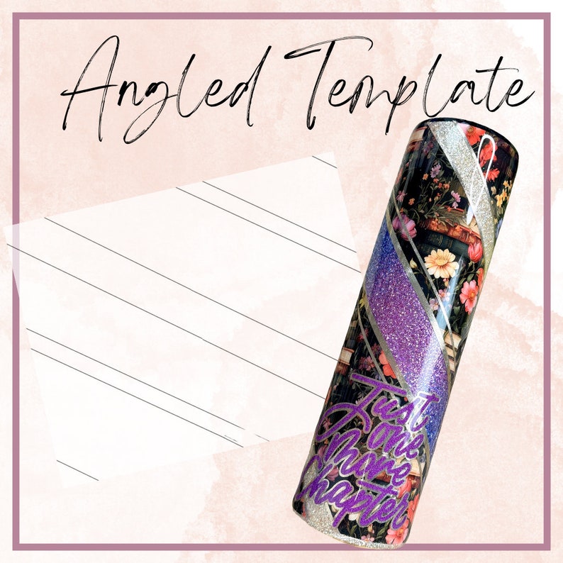 May include: A purple and silver glitter tumbler with a floral and book design. The tumbler has the text "Just one more chapter" on it.