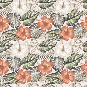 Tropical orange floral patterned vinyl