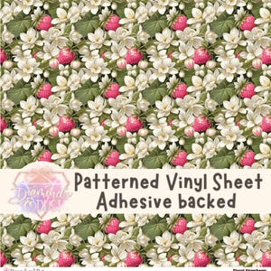 Vinil com padrão floral de morango