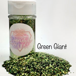 Green Giant polyester loose Glitter 2 ounces Shaker jar or bag