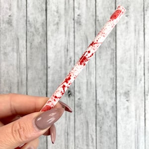 10” individual wrapped True crime/Halloween reusable straw