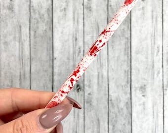 10” individual wrapped True crime/Halloween reusable straw