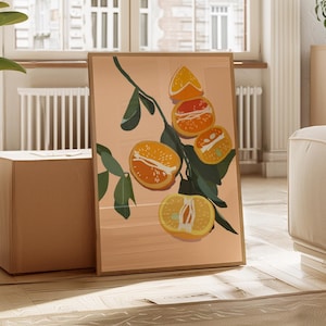 Citrus Wall Art Print Orange Lemon Decor Botanical Poster Kitchen Decor Orange Tree Wall Art Girly Aesthetic Home Decor Tropical Wall Art