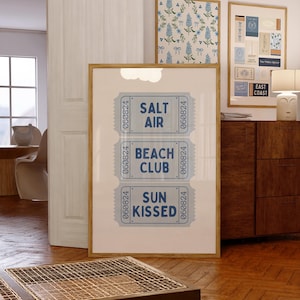Blue Matchbook Collage Print, Coastal Grandmillennial Wall Art, Preppy East Coast Aesthetic, Beachy Wall Prints, Digital Download