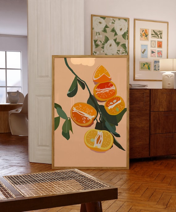 Citrus Tree Art Print, Orange & Lemon Botanical Decor (digital