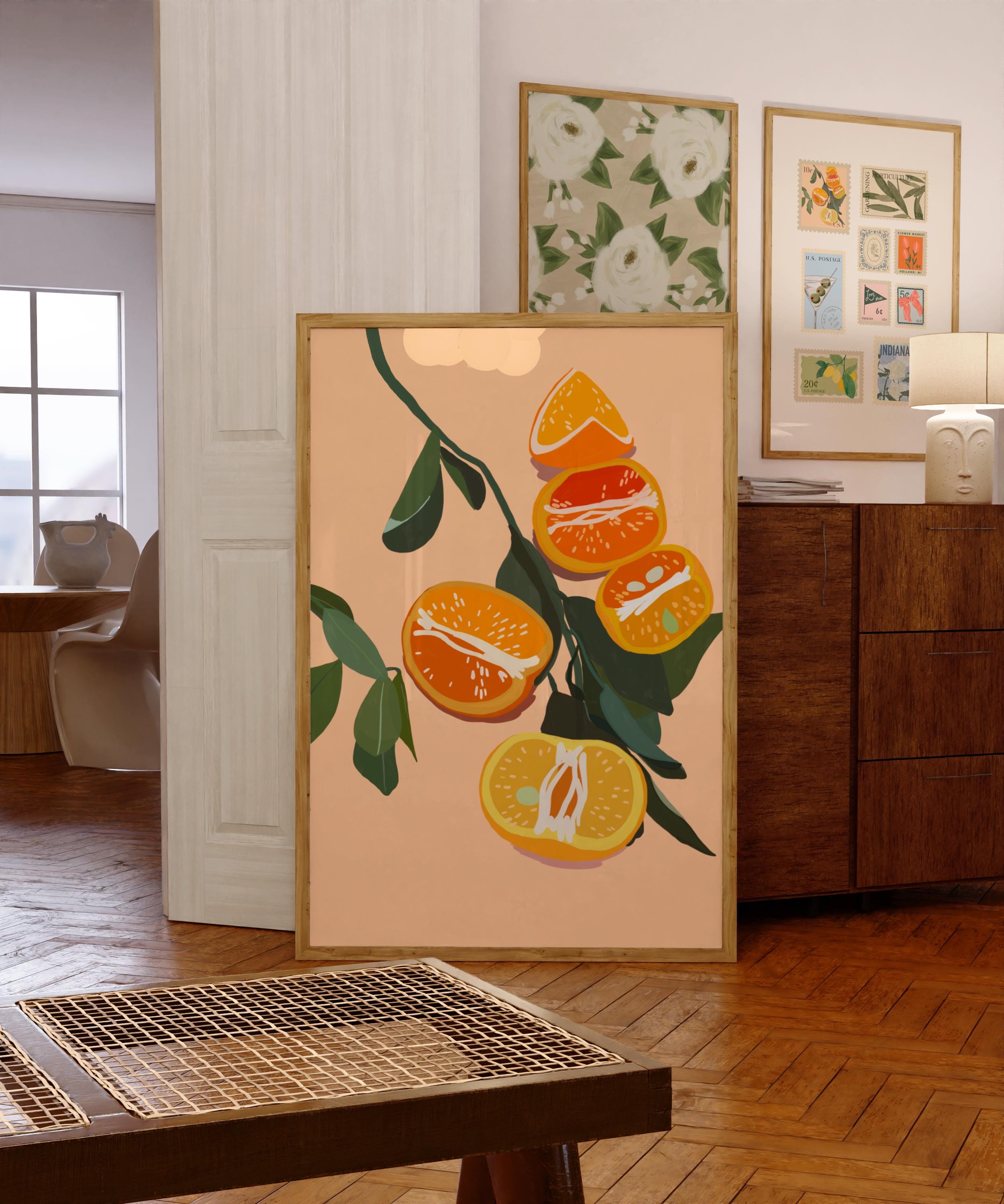 Citrus Tree Art Print, Orange & Lemon Botanical Decor (digital
