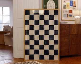 Checkerboard Print, Black and White Checkered Wall Art (Digital Download)