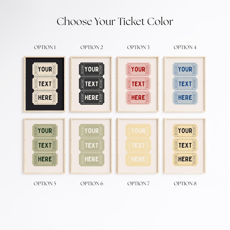 Custom digital print of a retro-inspired ticket design, ideal for preppy gallery walls, dorm room art, or modern home styling.