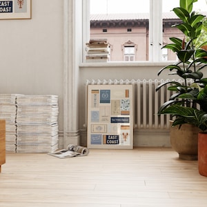 Trendy wall art showcasing a collection of blue matchbooks, adding a nautical touch to any room.