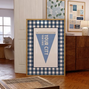 Custom Pennant Flag Wall Art, Personalized Gift, City and State Poster, Personalized State Flag Wall Art, Vintage Trendy Dorm Decor