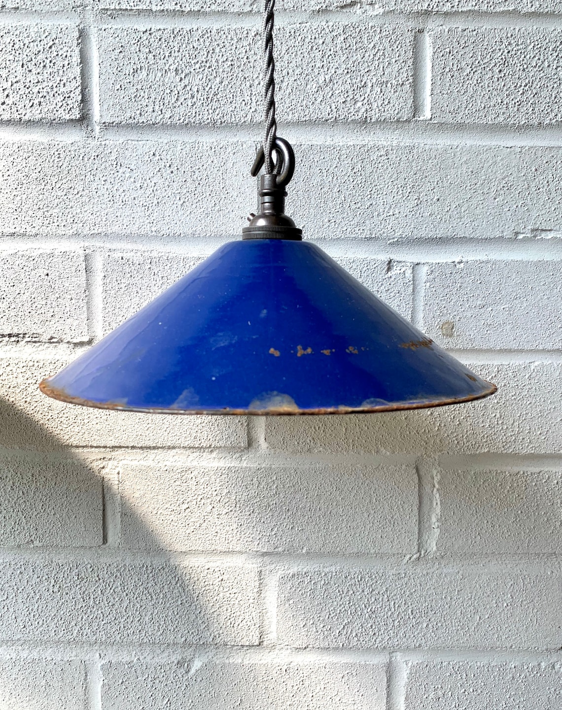 Cobalt Blue Pendant Enamel Light Industrial 1930's Etsy