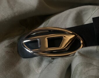 High quality silver diesel style buckle black belt