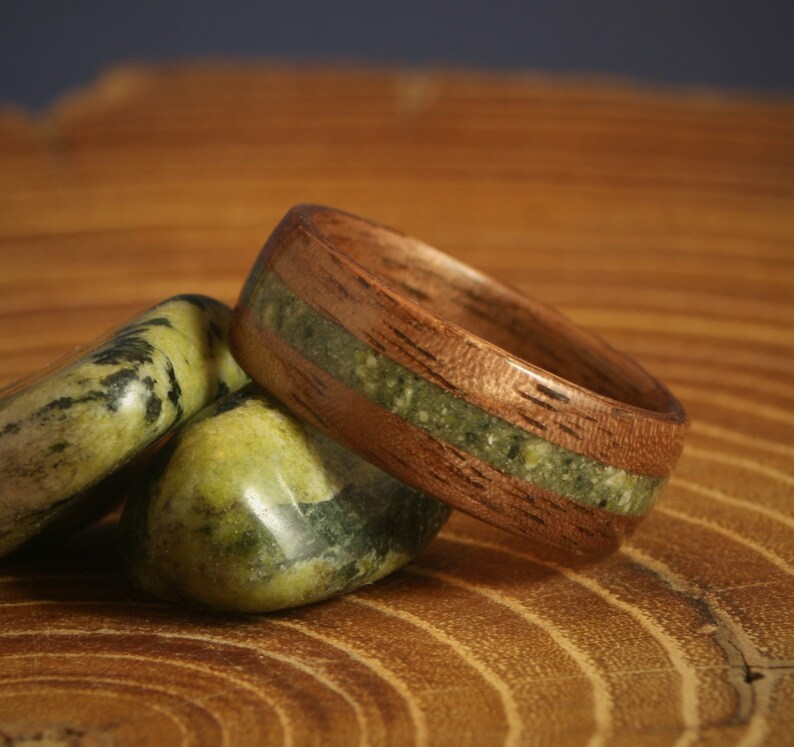 Bentwood Jade Ring Mens Wedding Band Jade Wood Etsy
