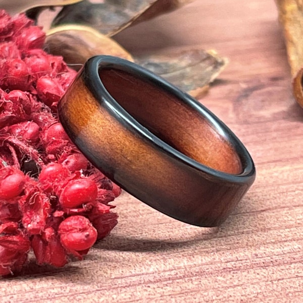 Charred  Cedar Benwtood Ring for Men and Women Engagement, Wedding, Anniversary, Band, Wood, Free Engraving - Shou Sugi Ban