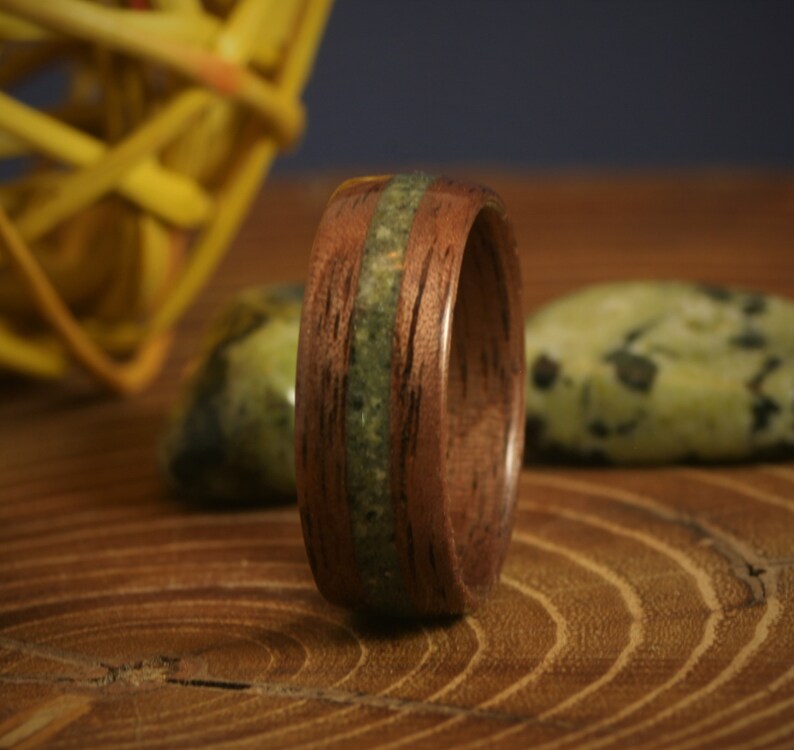 Bentwood Jade Ring Mens Wedding Band Jade Wood Etsy