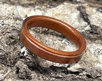 Houten ring - Maat 6 1/2 US - Koper - Gebogen hout - Applewood - Houten trouwring - Verloving - Verjaardag - Heren - Dames