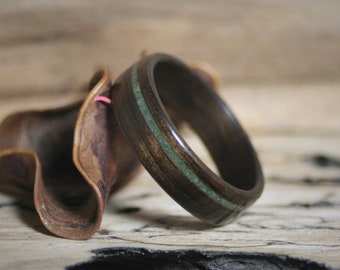 Wood Ring - Jade - Free Engraving - Fumed Eucalyptus - Wooden Wedding Band - Engagement - Anniversary - Mens - Womens - Bentwood