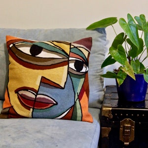Handmade Chainstitch Wool embroidered with Cotton Backing Face design