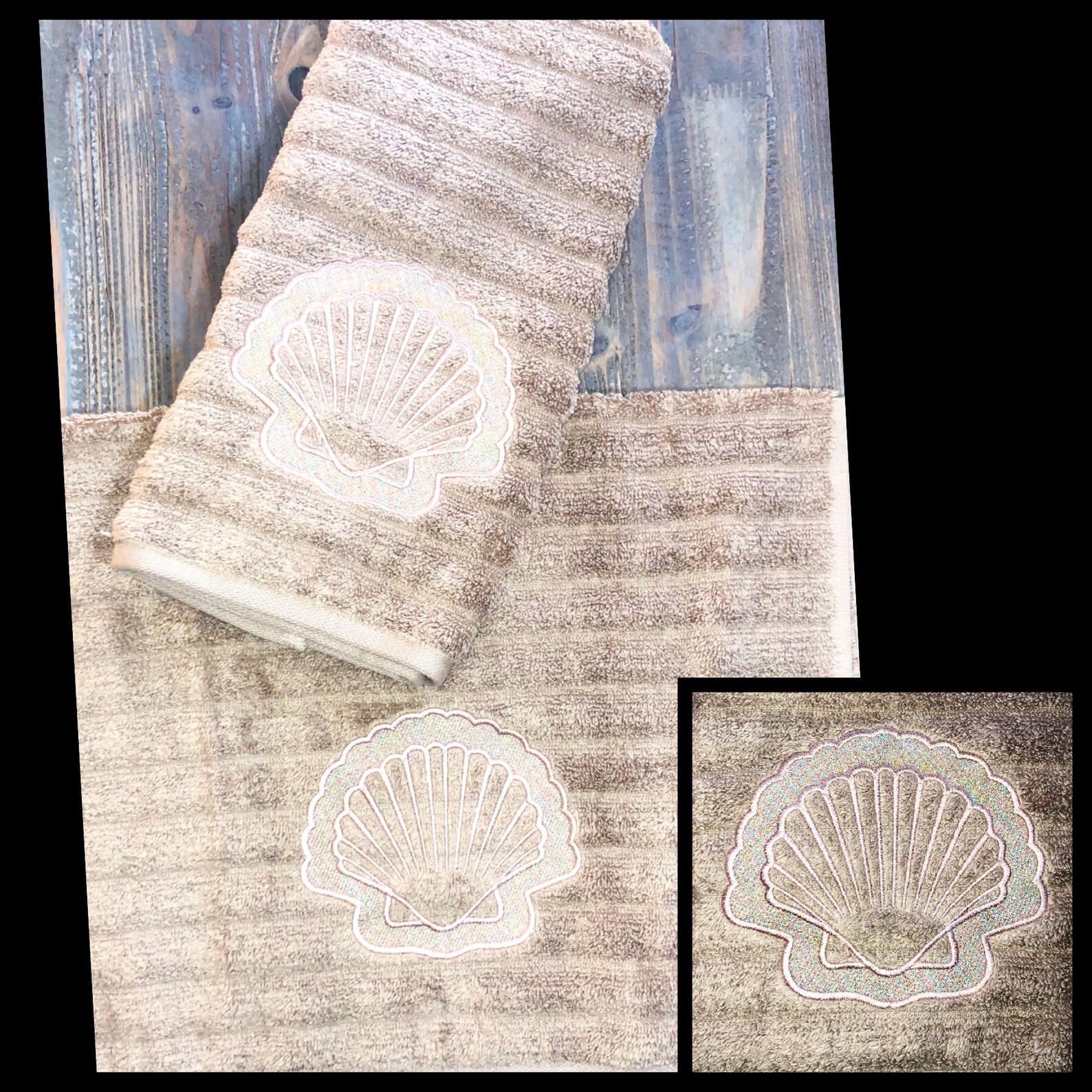 Embroidered Seashell hand towel great gift Adorable Etsy