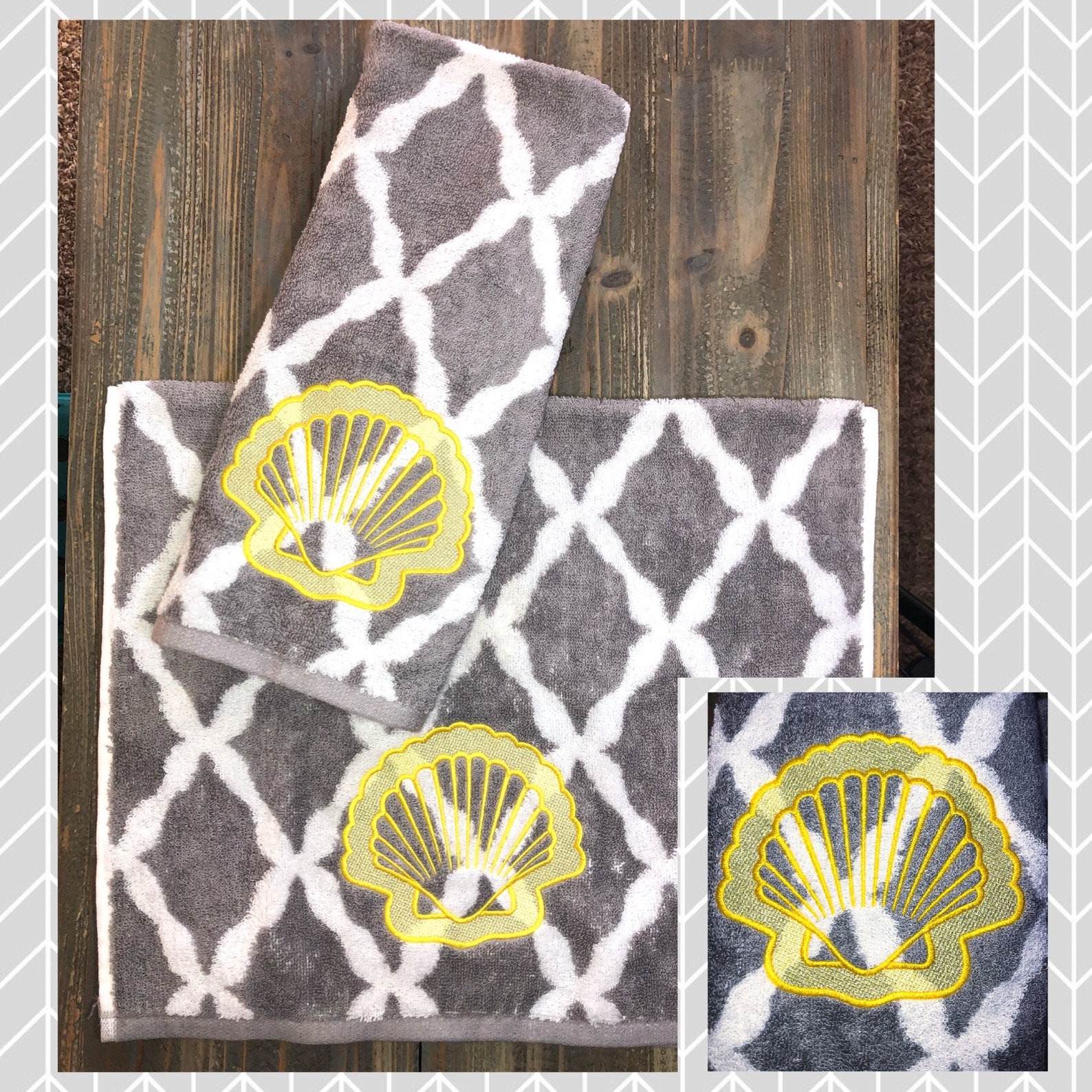 Embroidered Seashell hand towel great gift Adorable Etsy