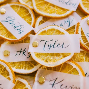 Oranje Citrus Naamkaartjes Naamkaartjes Bruiloft