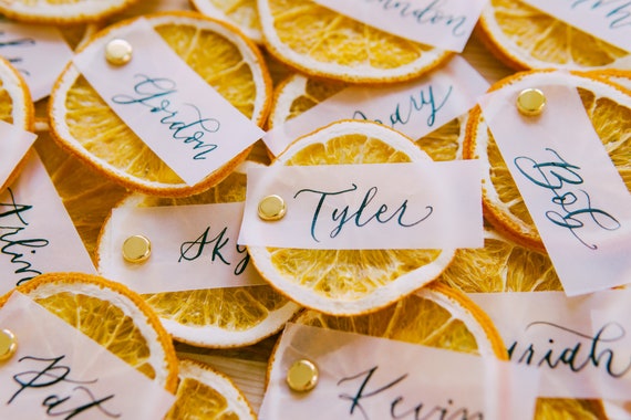 Orange Citrus Place Cards Name Cards Wedding