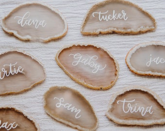 Cartões de lugar de ágata para casamento