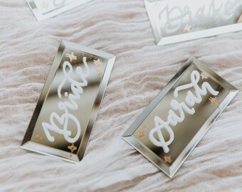 Mirror Tile Groovy Place Cards Wedding