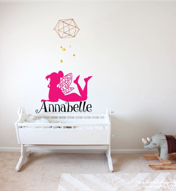 Tinkerbell Wall Decal Girl Name Decal Tinker Vinyl Decals Nursery Decals Fairy Wall Decal Disney Decal Disney Wall Decor Name Decal